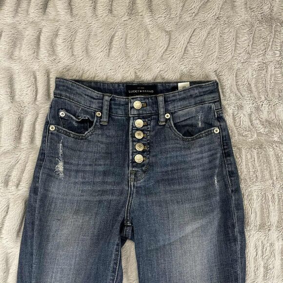 Lucky Brand Jeans Women 0/25 Bridgette Skinny Mid Rise Distressed Button Fly - Picture 3 of 11